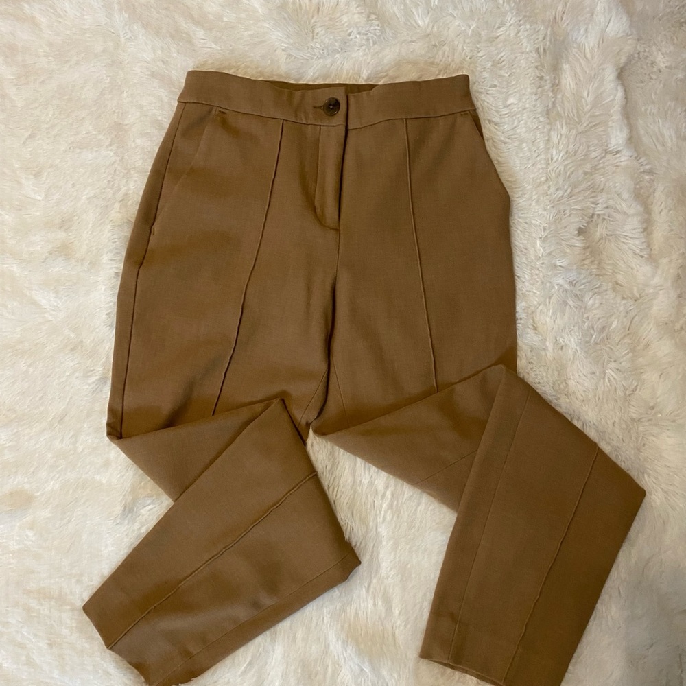 Express Brown High Rise Ankle Cropped Dress Pants